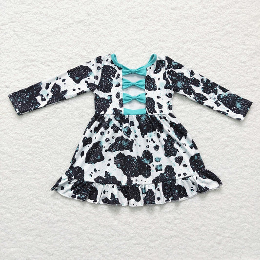 GLD0128 COW PRINT LONG SLEEVE DRESS