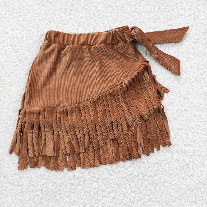 GLK0003 baby girl clothes brown velvet skirt