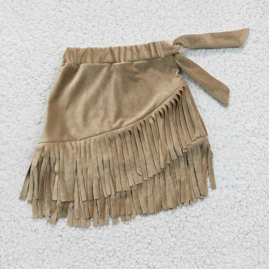 GLK0004 baby girl clothes Khaki velvet skirt