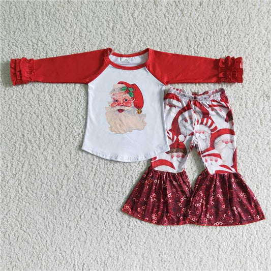 GLP0008 Santa's Red Lace Long Sleeve Trousers Set