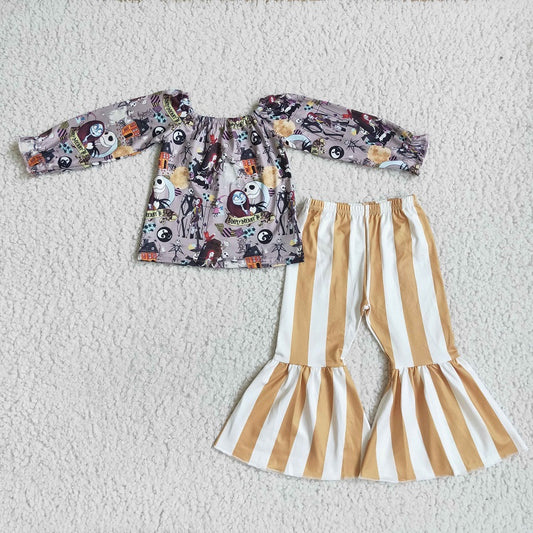 GLP0071 Girls Halloween Zombie Long Sleeve Pants Set