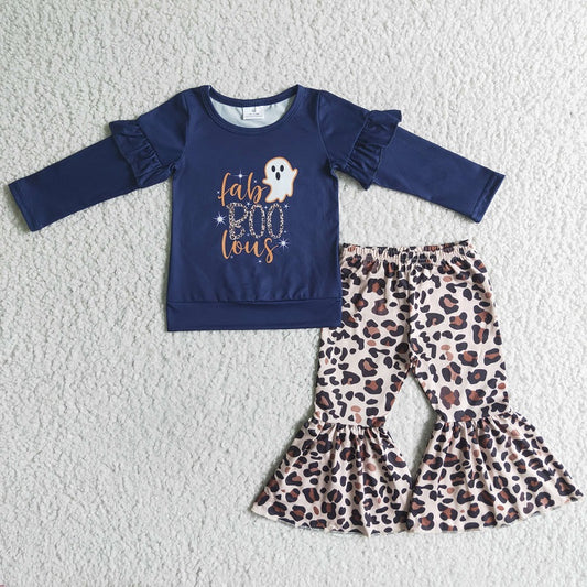 GLP0074 Girls Ghost Long Sleeve Leopard Pants Suit
