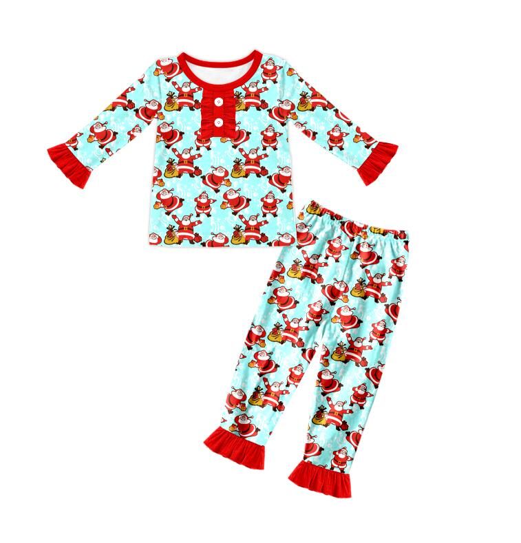 GLP0082 Girls Santa Claus Long Sleeve Trousers Suit