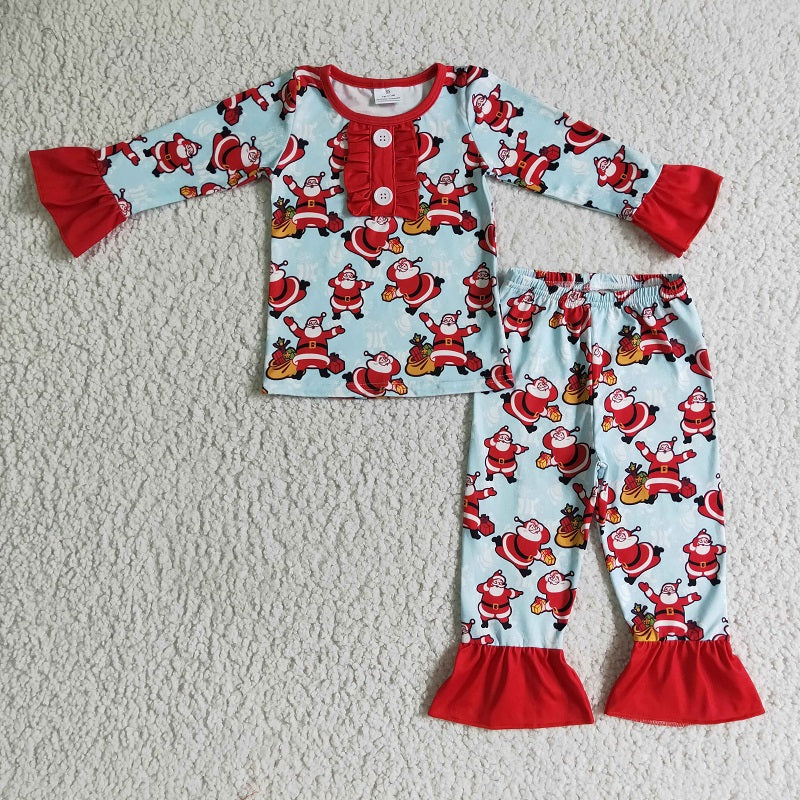 GLP0082 Girls Santa Claus Long Sleeve Trousers Suit