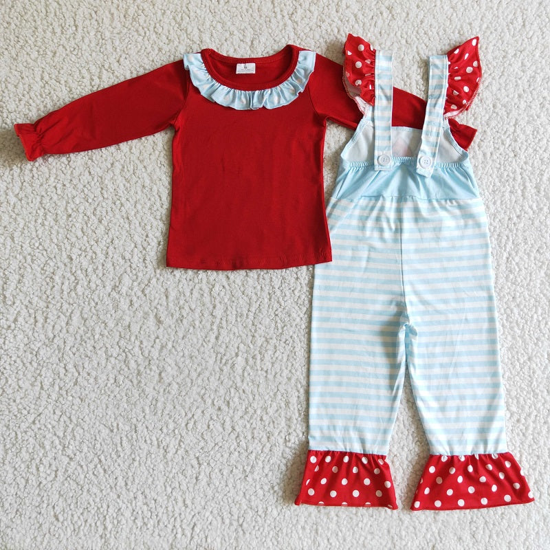 GLP0192 girl christmas cartoon long sleeve overalls suit