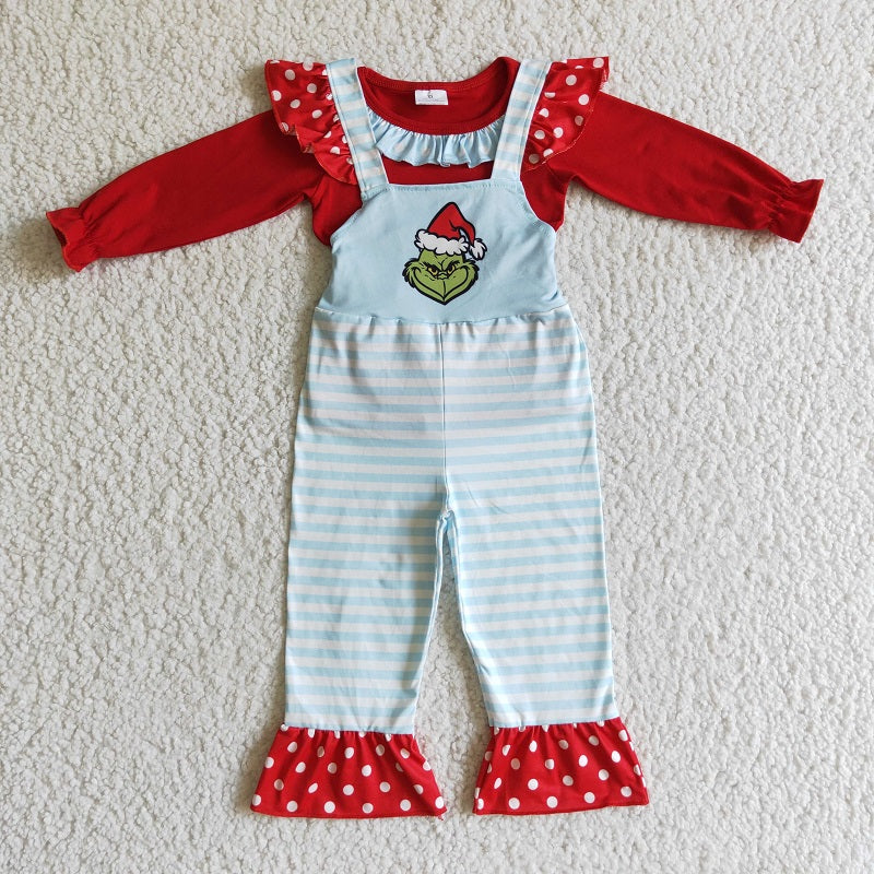 GLP0192 girl christmas cartoon long sleeve overalls suit