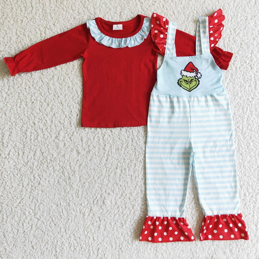 GLP0192 girl christmas cartoon long sleeve overalls suit