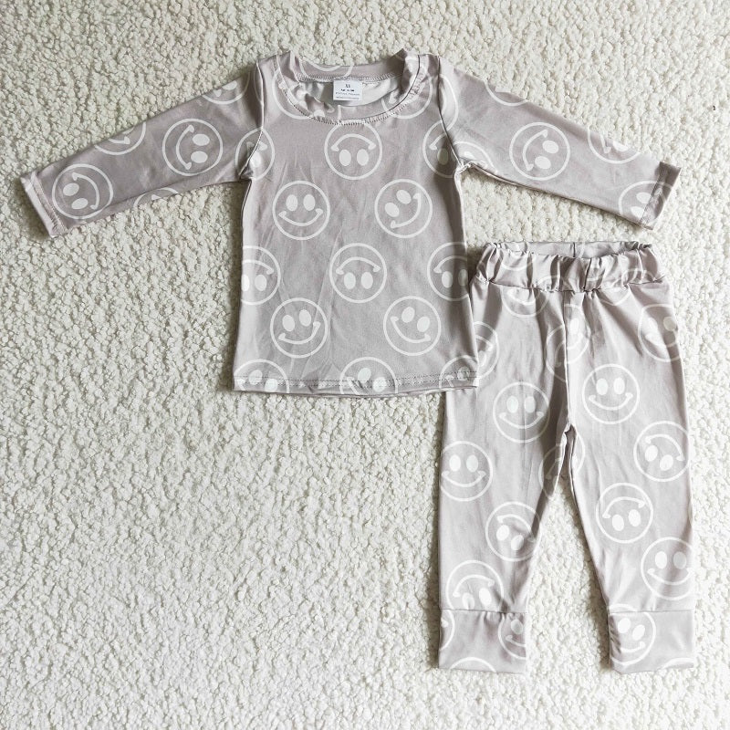 GLP0197 girl smiley long sleeve trousers suit