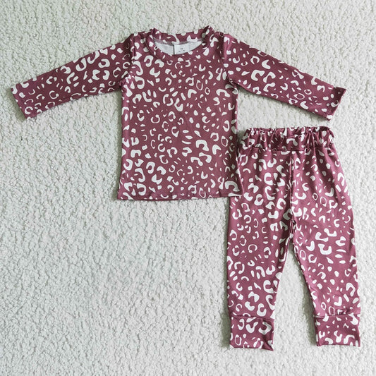 GLP0199 GIRLS LEOPARD PAJAMAS SET