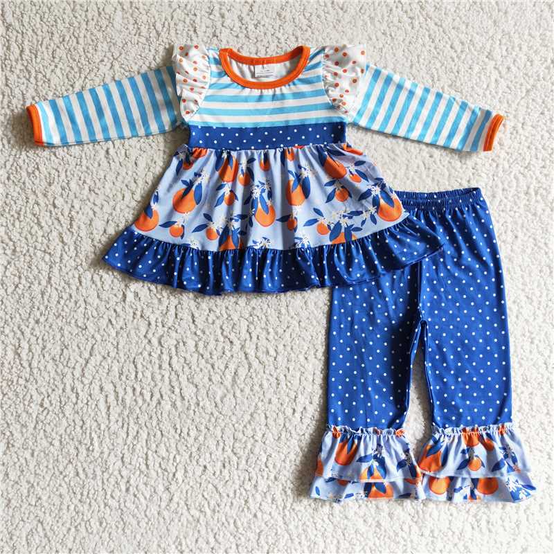 GLP0244 KIDS GIRLS VINTAGE DESIGN ORANGE OUTFIT