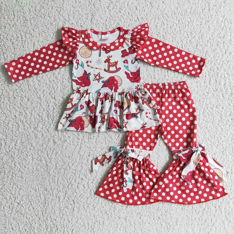 GLP0269 Girls Santa Red Flying Sleeve Trousers Suit