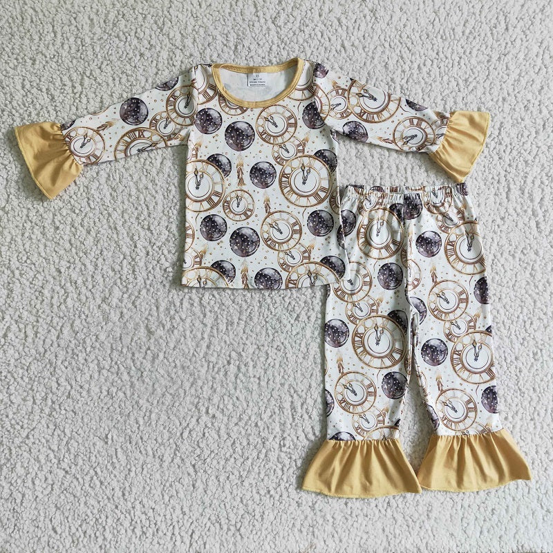 GLP0275 Girls Alarm Clock Long Sleeve Pants Set