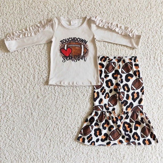 GLP0287 Girls Rugby Leopard Lace Long Sleeve Trousers Set