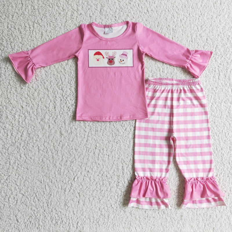 GLP0315 girl santa fawn snowman pink suit