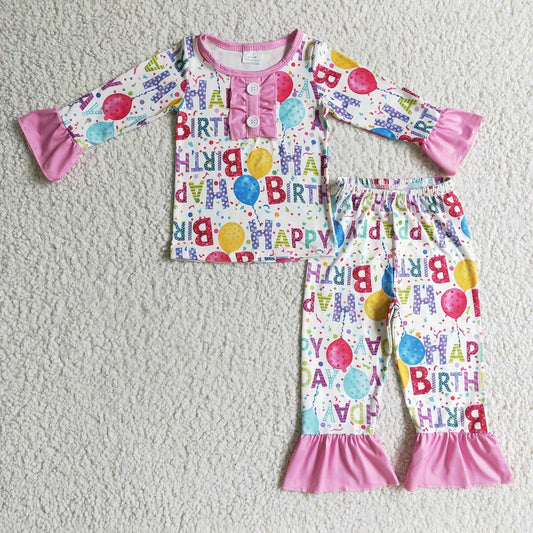 GLP0347 girl happy birthday birthday long-sleeved trousers suit