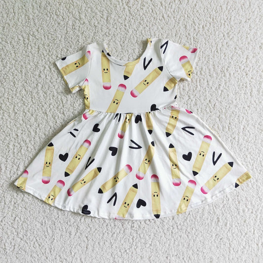 GSD0089 Girls Yellow Pencil Short Sleeve Dress