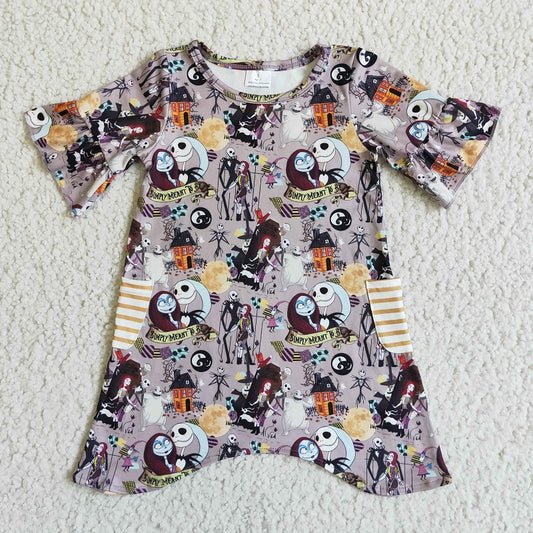 GSD0111 Halloween Zombie Pocket Short Sleeve Dress