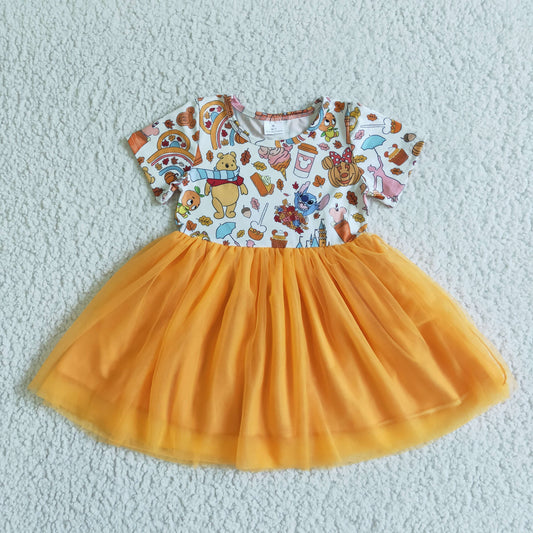 GSD0135 Bear Pumpkin Short Sleeve Dress