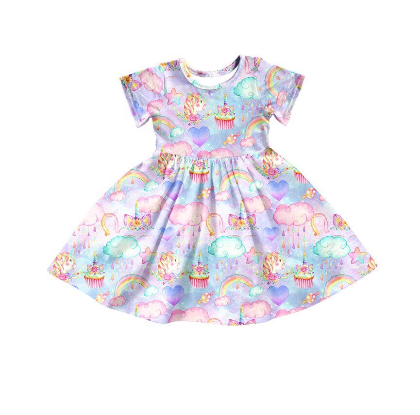 GSD0166 baby girl clothes unicorn summer dress