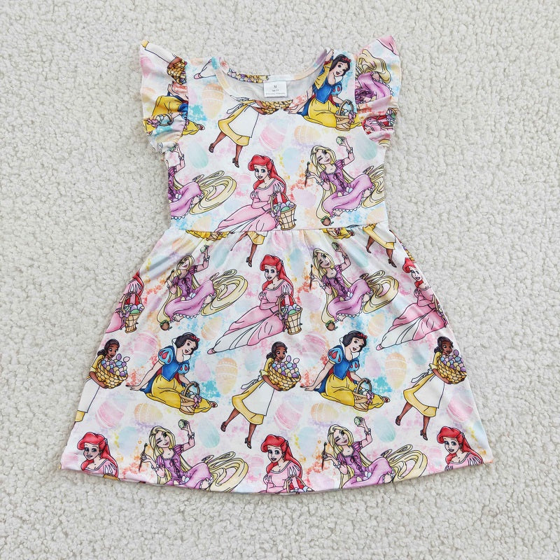 GSD0168 girl cartoon summer flying sleeve dress