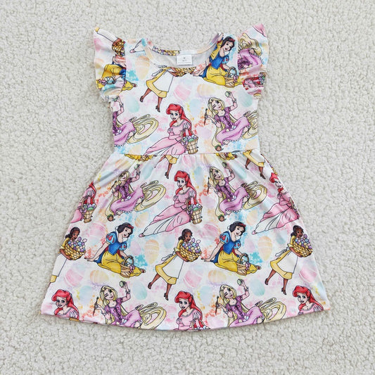 GSD0168 girl cartoon summer flying sleeve dress