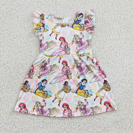 GSD0168 girl cartoon princess flying sleeve dress