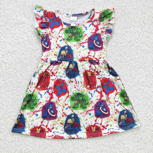 GSD0172 baby girl cartoon flying sleeve dress