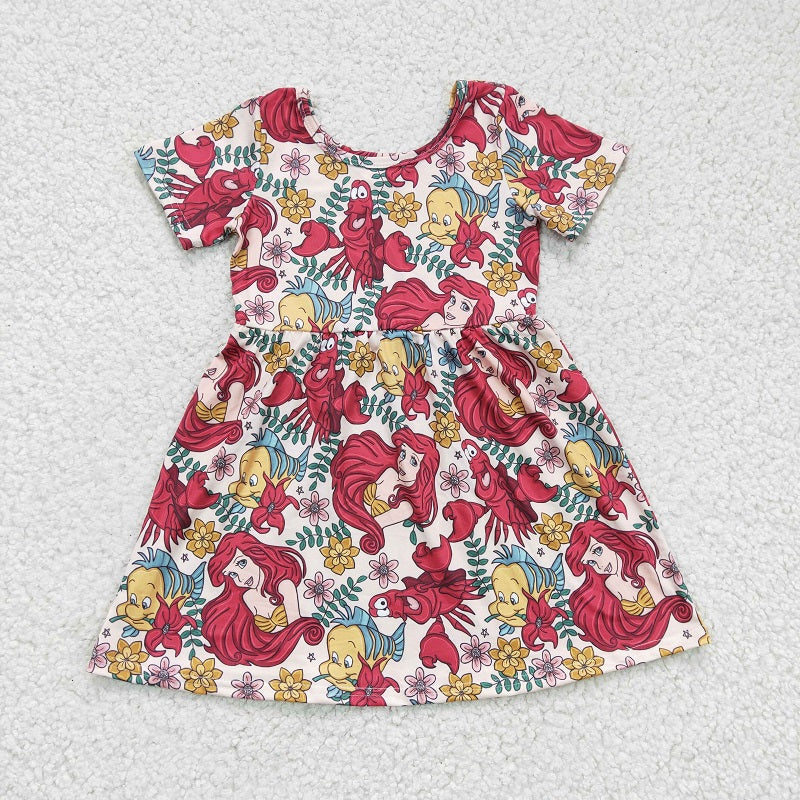 GSD0174 Girls Cartoon Fish Short Sleeve Dress