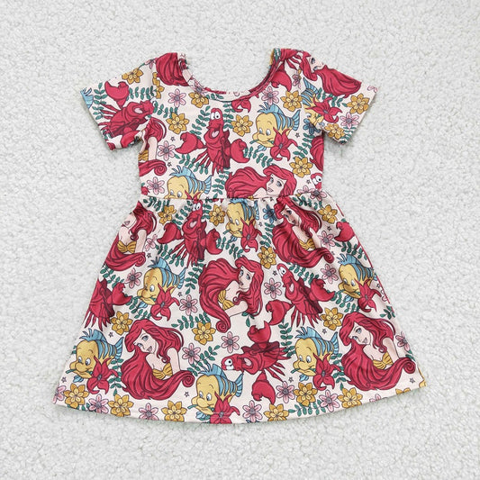 GSD0174 Girls Cartoon Fish Short Sleeve Dress