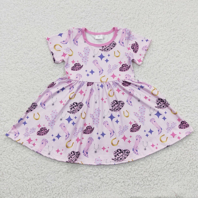 GSD0194 Baby Girls Hat Boots Purple Short Sleeve Dress