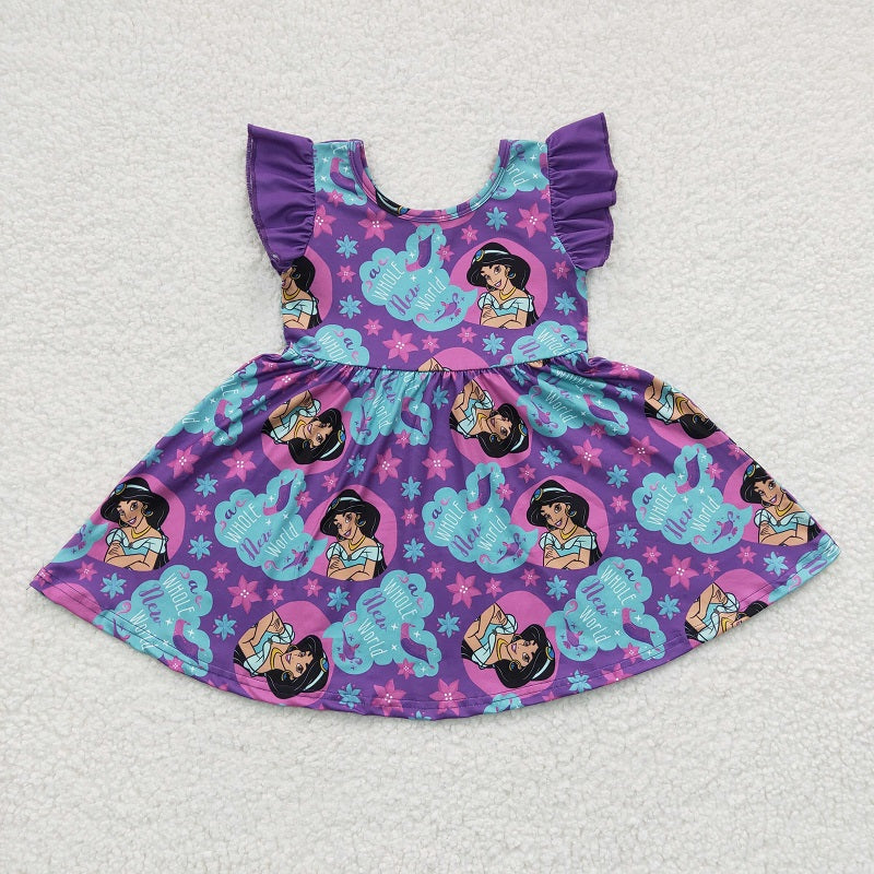 GSD0230 Girls Purple Flying Sleeve Dress