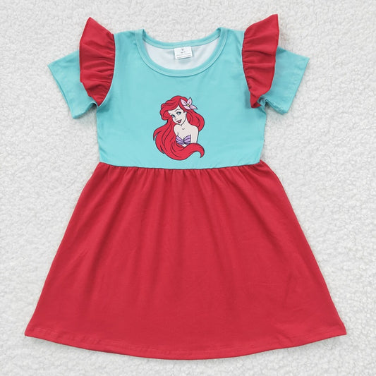 GSD0250 Baby Girls Princess Green Red Short Sleeve Dress