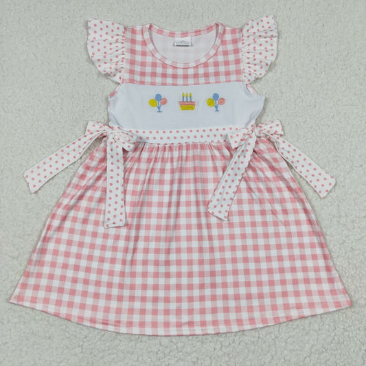 GSD0276 Embroidered Cake Balloon Pink Flying Sleeve Dress
