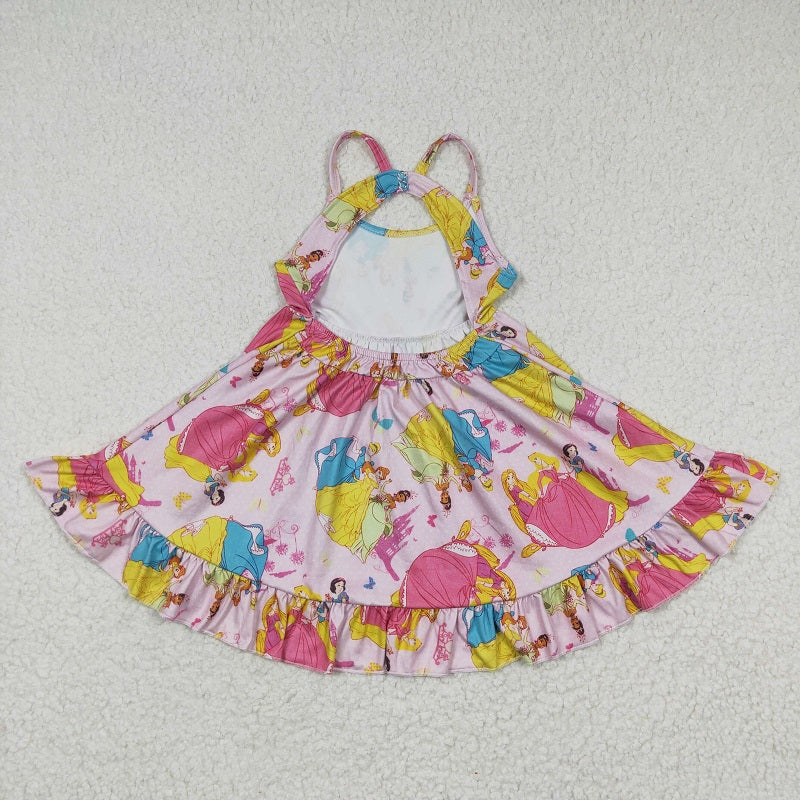 GSD0281 Cartoon girls Pink Sling Dress