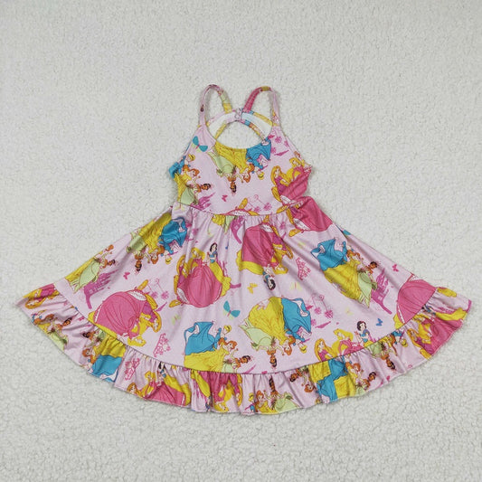 GSD0281 Cartoon Princess Pink Sling Dress