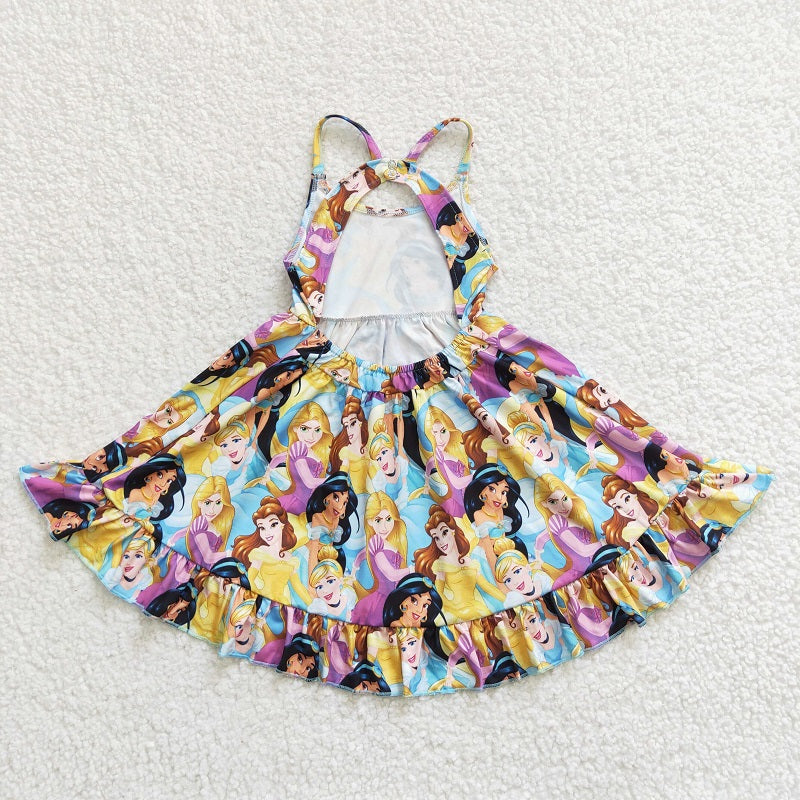 GSD0282  Cartoon girls yellow suspender dress