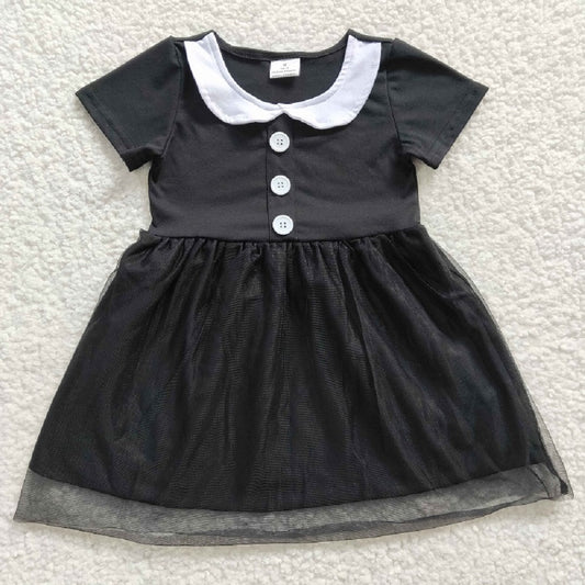 GSD0285 Girls Wednesday Black Short Sleeve Dress