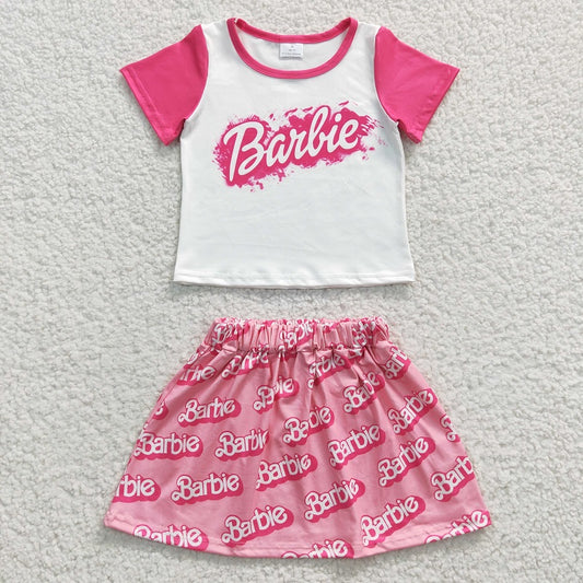 GSD0294 Baby Girls Pink Short Sleeve Skirt Set