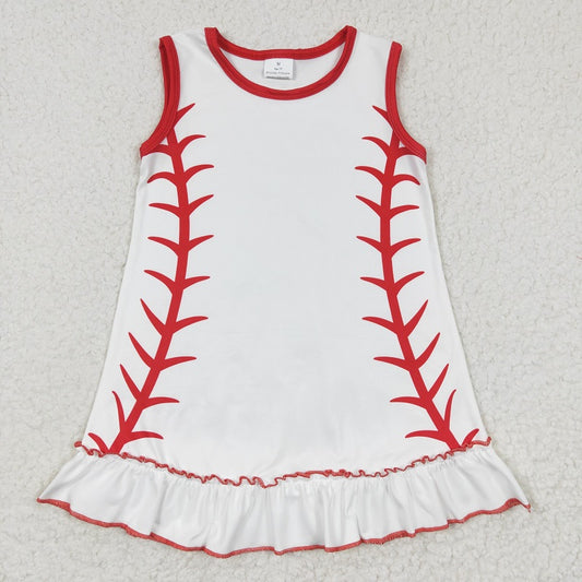 GSD0295 Baby Girls White Sleeveless Baseball Dress