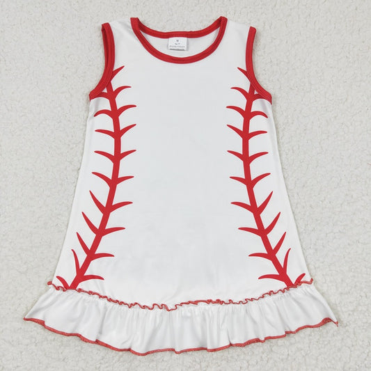 GSD0295 Baby Girls White Sleeveless Baseball Dress D 6.5