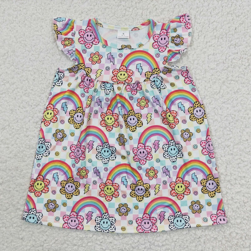 GSD0324 Rainbow  Pink Flying Sleeve Dress