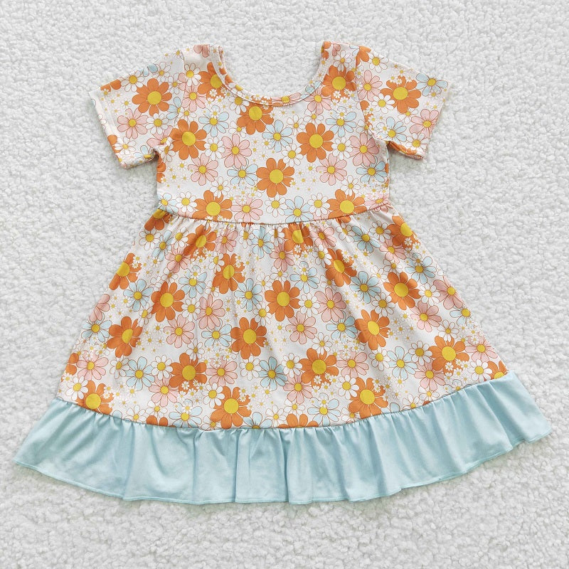 GSD0331 Baby Girls Orange Flower Short Sleeve Dress