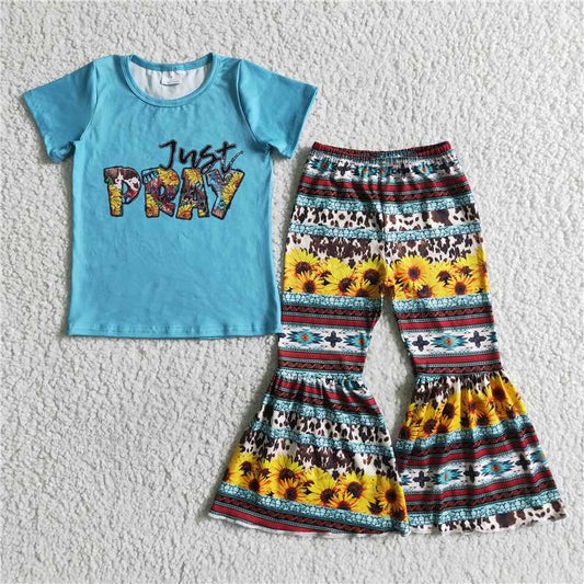 GSPO0031 Blue English Short Sleeve Colorful Striped Trousers Suit