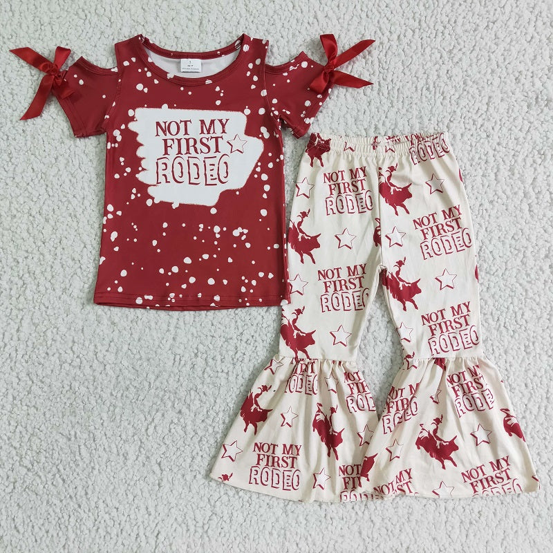 GSPO0088 Red Bow Short Sleeve Pants Set