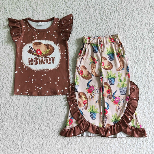 GSPO0097 Hat Cactus Brown Short Sleeve Pants Set