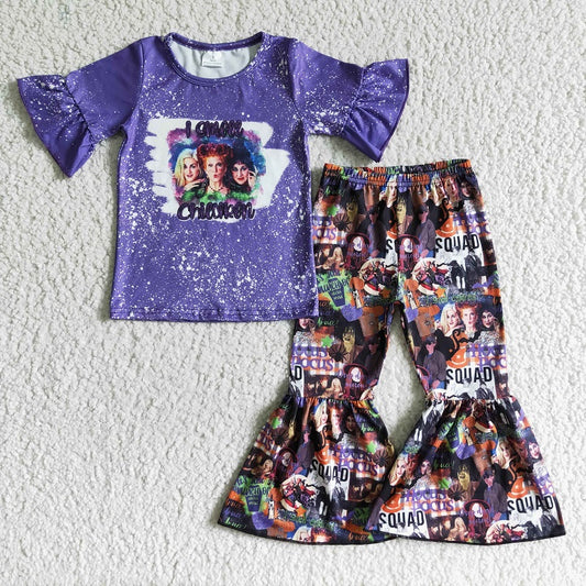 GSPO0105 girl cartoon purple short-sleeved trousers suit