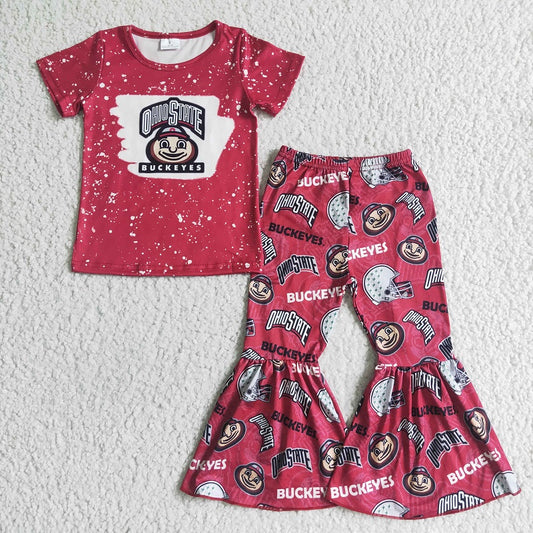 GSPO0134 Girls Team Red Short Sleeve Trousers Suit