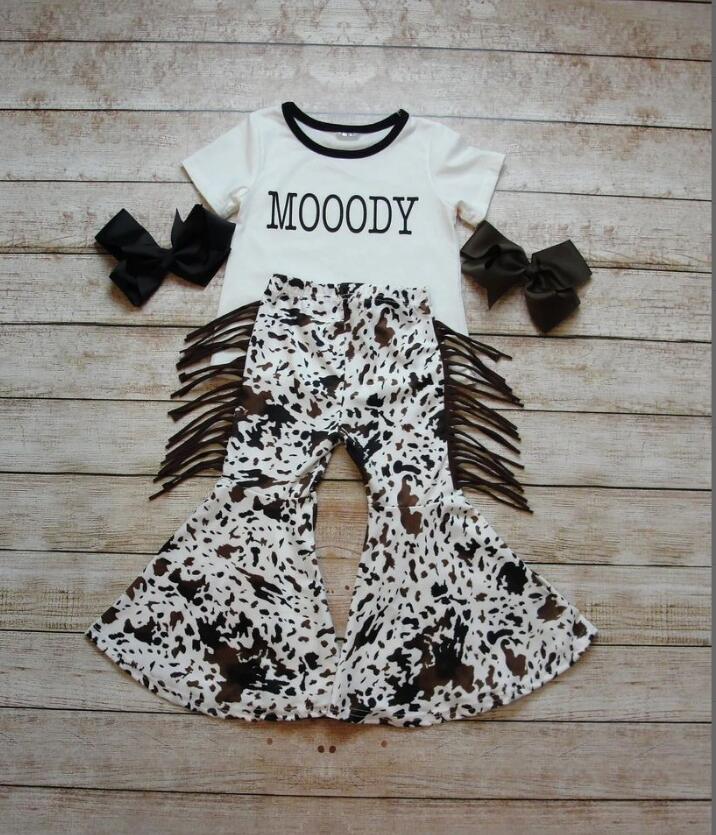 GSPO0160 Girls White and Black Tassel Short Sleeve Trousers Suit