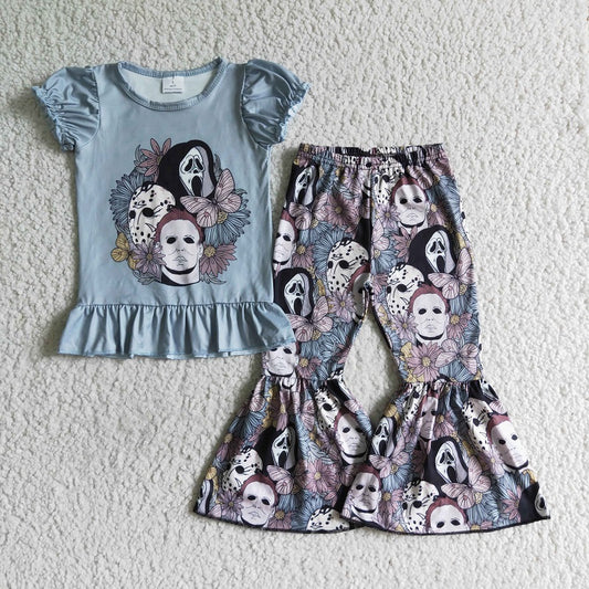 GSPO0167 Girls Devil Pansy Short Sleeve Pants Set