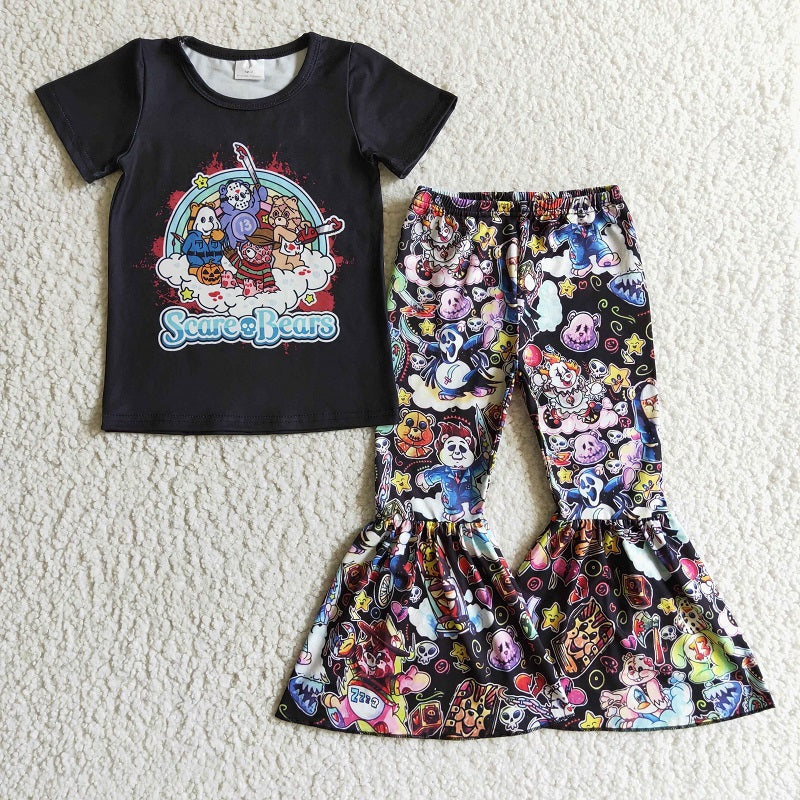 GSPO0177 Girls Halloween Short Sleeve Pants Set